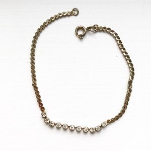 Vintage thin & dainty gold and diamond tennis bracelet